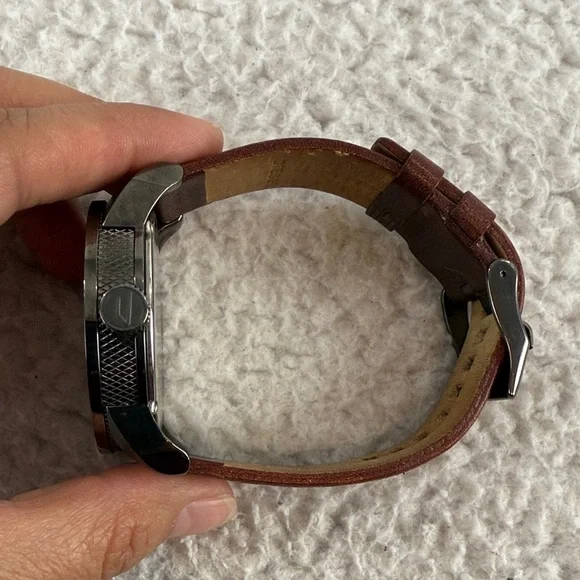 Diesel Oversized Grayed Out Black Dial with Brown Leather‎ Strap Watch Men’s